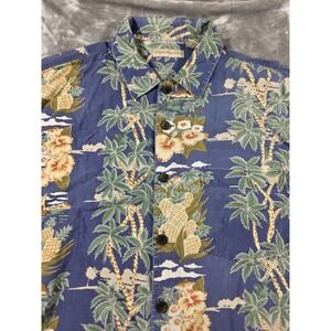 Preswick & Moore Mens Hawaiian Shirt Blue Floral/XL/Short‎ Sleeve/Pineapple